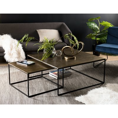 Table basse gigogne style design contemporain métal brillant doré 90cm ZALA PIER IMPORT