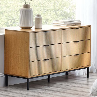 Gia Slatted Oak 6 Drawer Chest SO'HOME