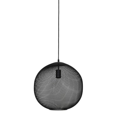 Suspension ronde grillage noir mat S Reilley MILLUMINE