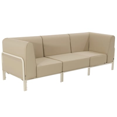 Salon de jardin modulable 3 places avec 1 chauffeuse et 2 fauteuils d'angle, PATIO OVIALA