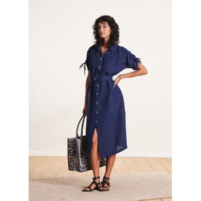 Robe chemise mi-longue oversize en lin LA FEE MARABOUTEE