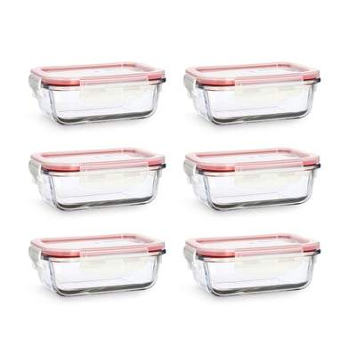 Lot de 6 boîtes hermétiques 370 ml  en verre, CLÉMENTINE MENASTYL