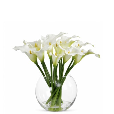 Composition d'arums artificiel en vase H45 SIA