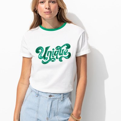 T-shirt à message pailleté PROMOD