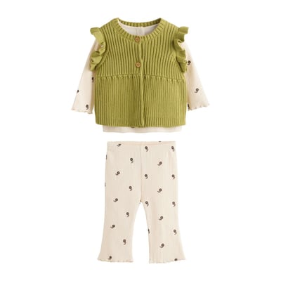 Gilet maille body côtelé bébé, 3 pièces NEXT