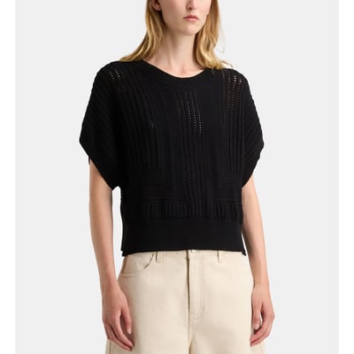 Pull fonzy manches courtes maille ajourée GALERIES LAFAYETTE