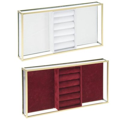 Set de 2 présentoirs à bijoux en métal doré et verre 26x13cm WADIGA