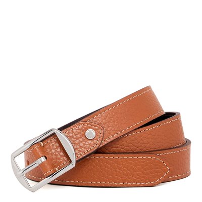 Ceinture réversible femme avec boucle carrée en cuir grainé LE TANNEUR