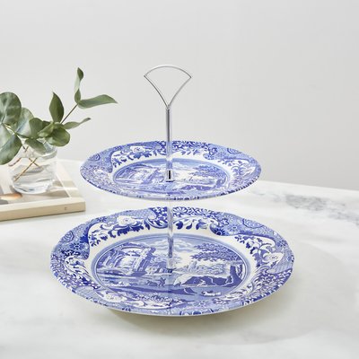 2-Tier Blue Italian Cake Stand SPODE