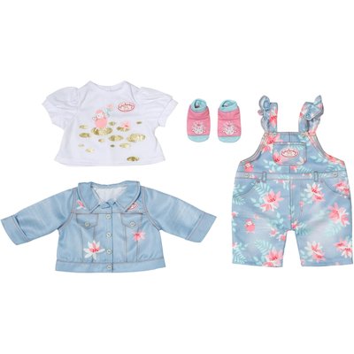 Baby Annabell Active Deluxe Jeans 43cm avec veste, chemise, pantalon et chaussettes. ZAPF CREATION