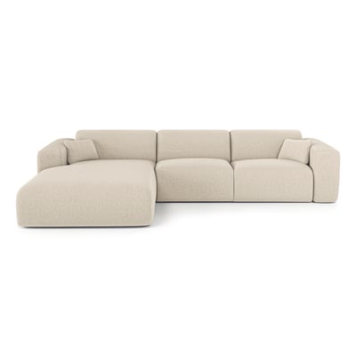 Canapé angle gauche convertible 5 places en tissu tramé MYRA SIA HOME