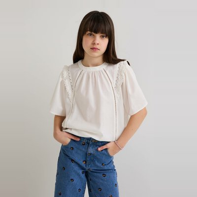 Blouse à manches volantées en coton BIO MONOPRIX