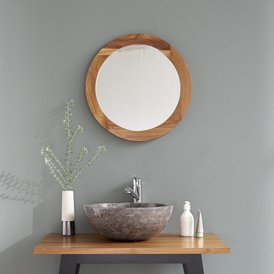 Miroir en teck massif rond 50 cm BERAH GETAH