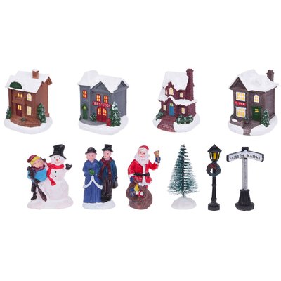 Village de Noël pour décoration Noël avec led - 14 pièces WADIGA