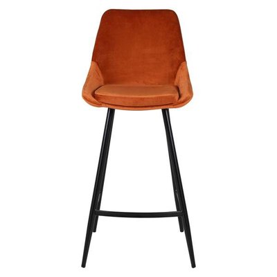 Chaise plan de travail velours marron et pieds métal BARI ZAGO