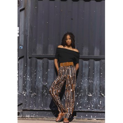 Pantalon fluide à imprimé taille élastique LA FEE MARABOUTEE