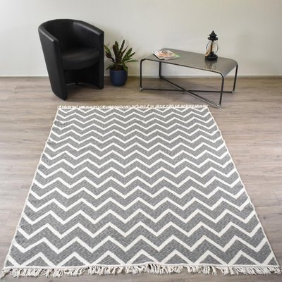 Tapis kilim reversible en coton motif scandinave BY UN AMOUR DE TAPIS