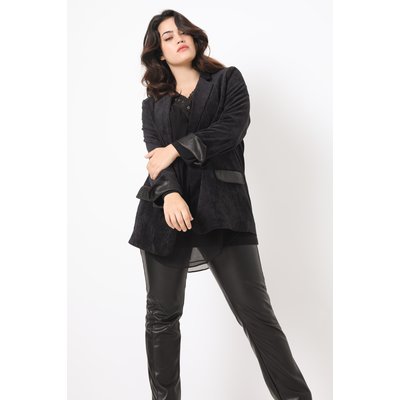 Veste tailleur en velours et empiècement cuir végan JEAN-MARC PHILIPPE