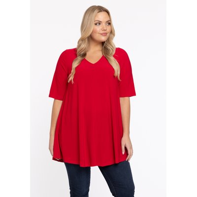 Pull tunique rouge femme top