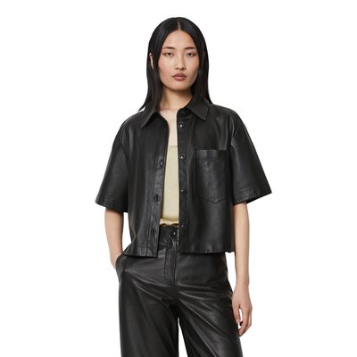 Chemise en cuir à manches courtes regular en cuir d'agneau souple MARC O'POLO