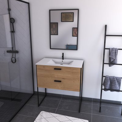 Pack salle de bain avec miroir et vasque en céramique HOME MAISON