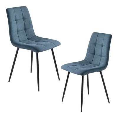 Chaise en tissu, motif damier (lot de 2) LORA PIER IMPORT