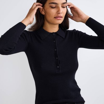 Pull col polo contenant du coton et cachemire MONOPRIX