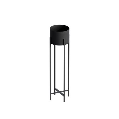 Cache pot cylindrique sur pieds en métal noir CALICOSY
