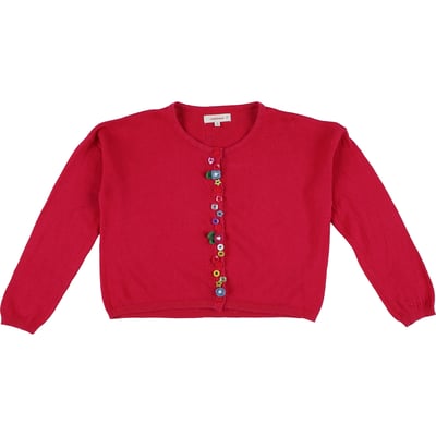 Cardigan Col V Pour Fille - Manches Longues, Boutonnage Avant - Taille 13-14 Ans - Turquoise - Maille Fine