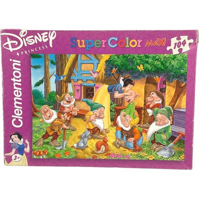 Puzzle 104 pièces Super Color Maxi Blanche Neige - Bon état CLEMENTONI