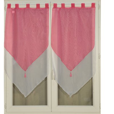 Paire de double petits voilages à pompon HOME MAISON