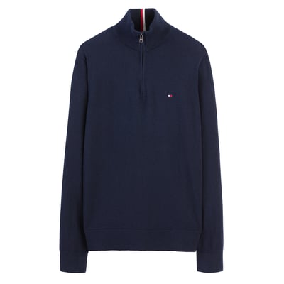 Pull col montant zippé en coton et cachemire TOMMY HILFIGER