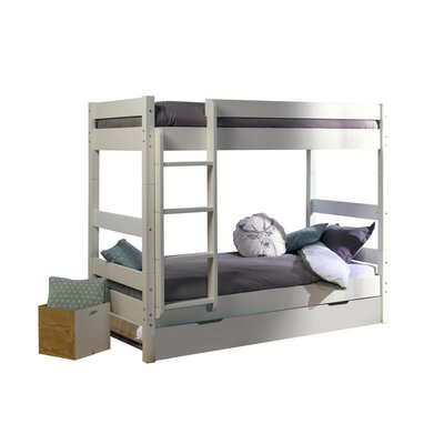 Pack lit superposé séparable gigogne avec matelas Bois massif  AARON AKITEN RETAIL