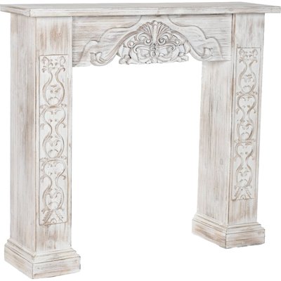 Console cheminée décorative blanche en bois sculpté élégante RECOLLECTION