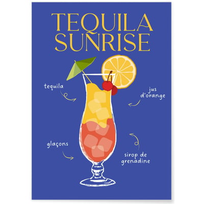 Affiche Cocktail Tequila Sunrise 2 L'AFFICHERIE