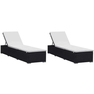 2 chaises longues en résine tressée avec coussins HOME MAISON