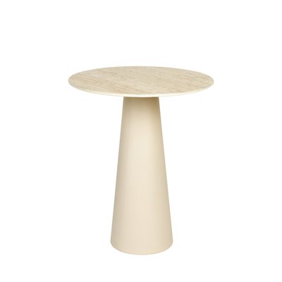 Table d'appoint ronde effet travertin ø40cm H52cm- JOYA DRAWER
