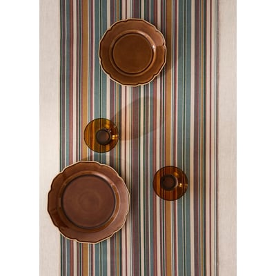 Chemin de table coton rayures franges MANGO HOME
