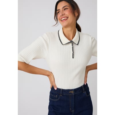 Pull col polo maille côtelée DAMART