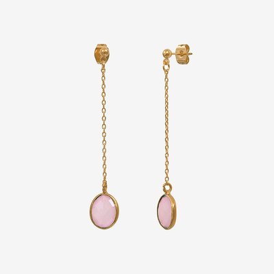 Boucles d'oreilles dorées longues - SERTI PM CAROLINE NAJMAN