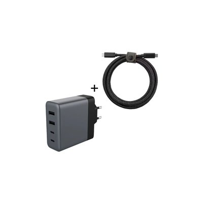 Chargeur secteur 100W 2 USB-A + 2 USB-C + Cable USB-C ADEQWAT