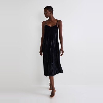 Chemise de nuit à bretelles en velours MONOPRIX