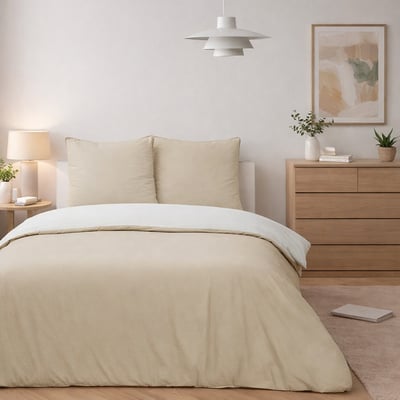 Parure housse de couette en coton lavé bicolore, Vicky C DESIGN HOME TEXTILE