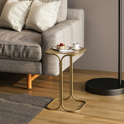 Petite table d'appoint dorée carrée - finition mate JENA PIER IMPORT