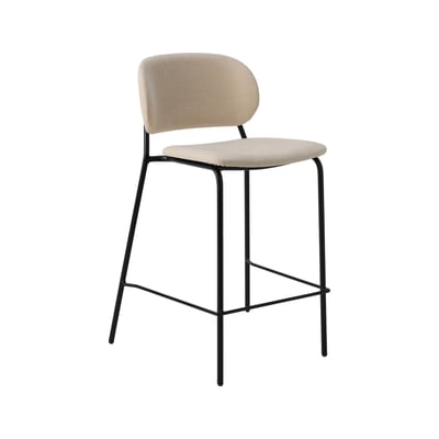 Chaise d'îlot 65 cm tissu et bois pieds métal - SOFIA CAMIF