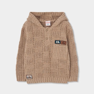 Pull garçon à capuche et patches BOBOLI