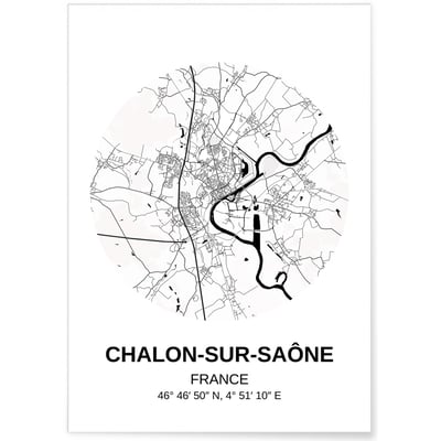 Affiche Carte Chalon-sur-Saône L'AFFICHERIE