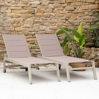 Bains de soleil textilène, lot de 2, BARBADOS HAPPY GARDEN