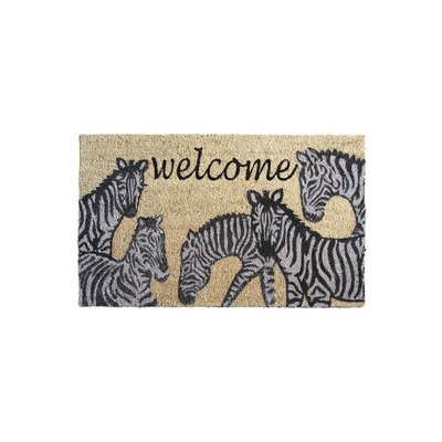 Paillasson en coco avec inscriptions 75 x 45 cm Zèbres welcome AUBRY GASPARD