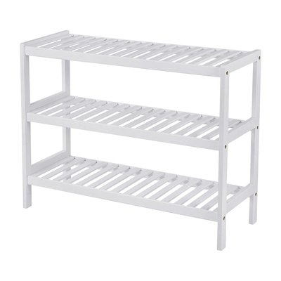 Étagère à Chaussures 3 Niveaux en Bambou Blanc - L70 cm CALICOSY